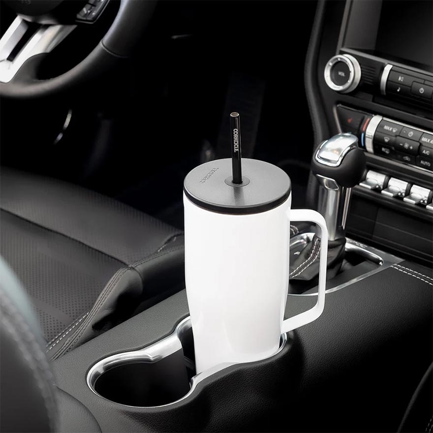 Cold Cup XL Insulated Tumbler With Handle & Straw (Gloss White) 880ml