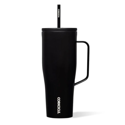 CORKCICLE Cold Cup XL Insulated Tumbler With Handle & Straw (Matte Black) 880ml