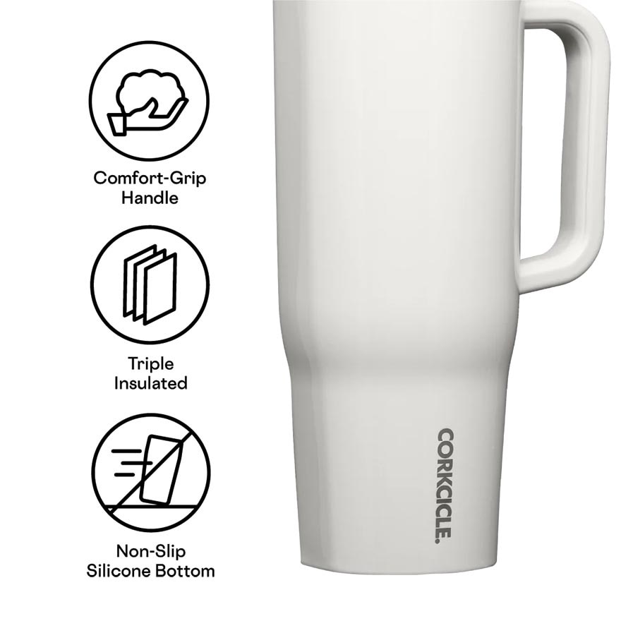 Cruiser Insulated Tumbler With Handle & Straw (Oat Milk) 1.2L