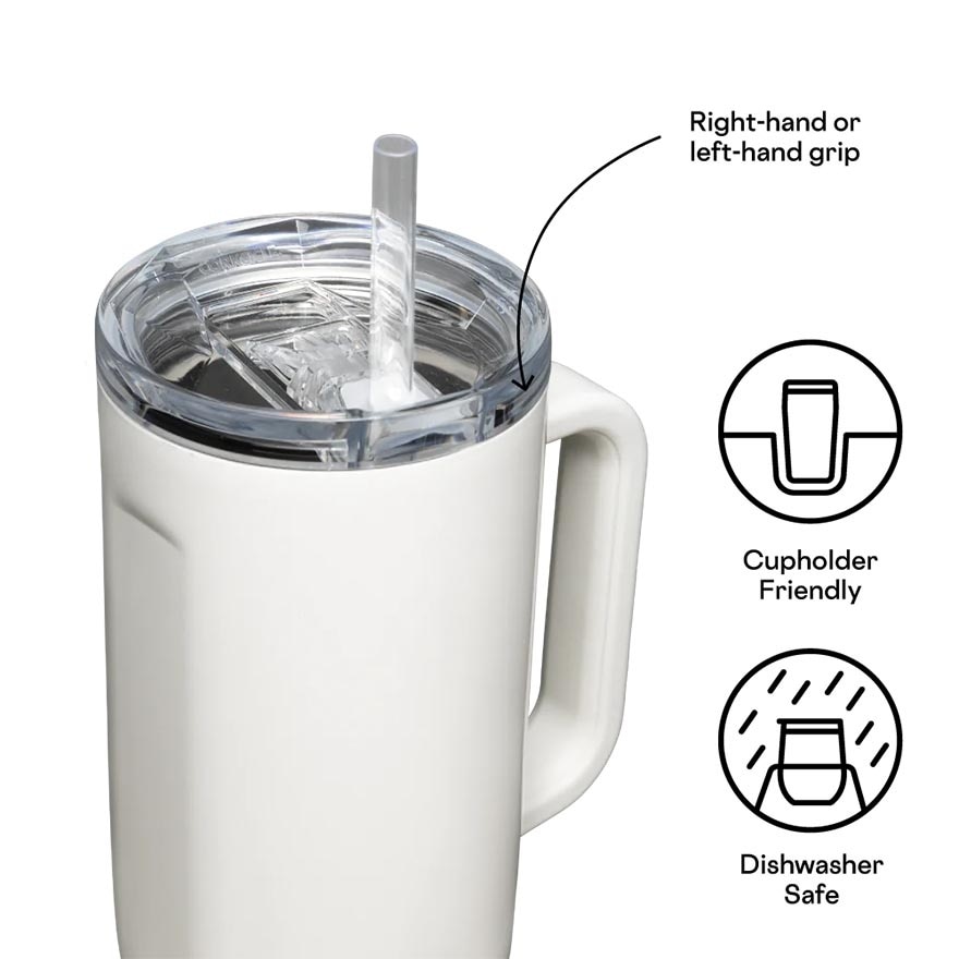Cruiser Insulated Tumbler With Handle & Straw (Oat Milk) 1.2L