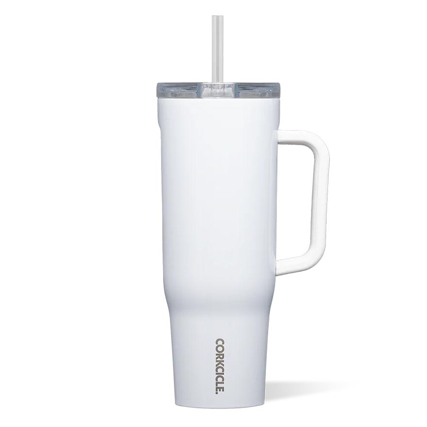 Cruiser Insulated Tumbler With Handle & Straw (Gloss White) 1.2L