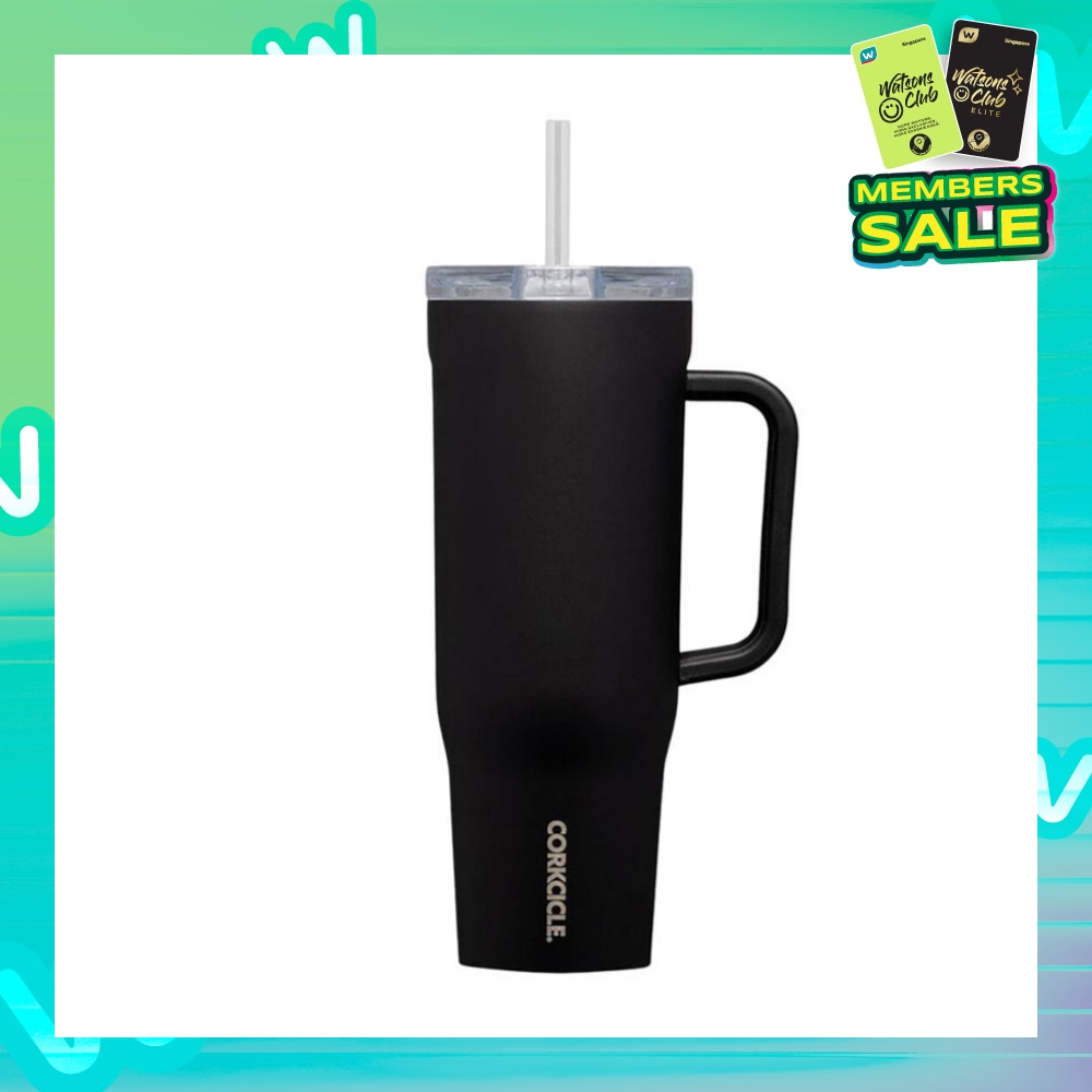 Cruiser Insulated Tumbler With Handle & Straw (Matte Black) 1.2L