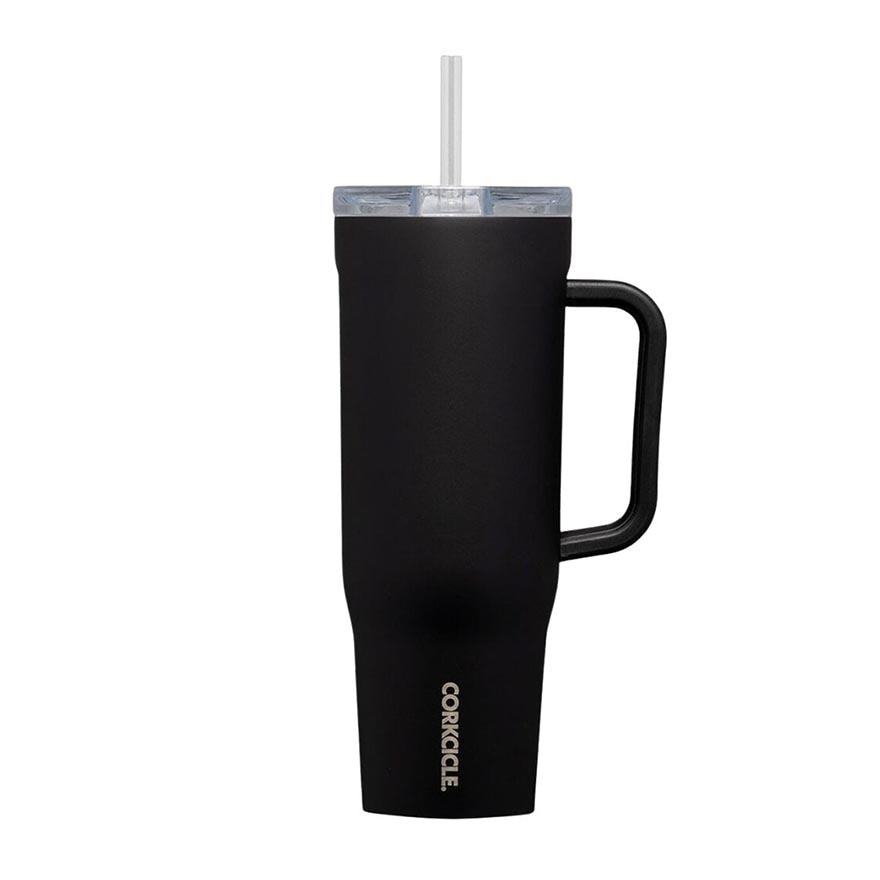Cruiser Insulated Tumbler With Handle & Straw (Matte Black) 1.2L