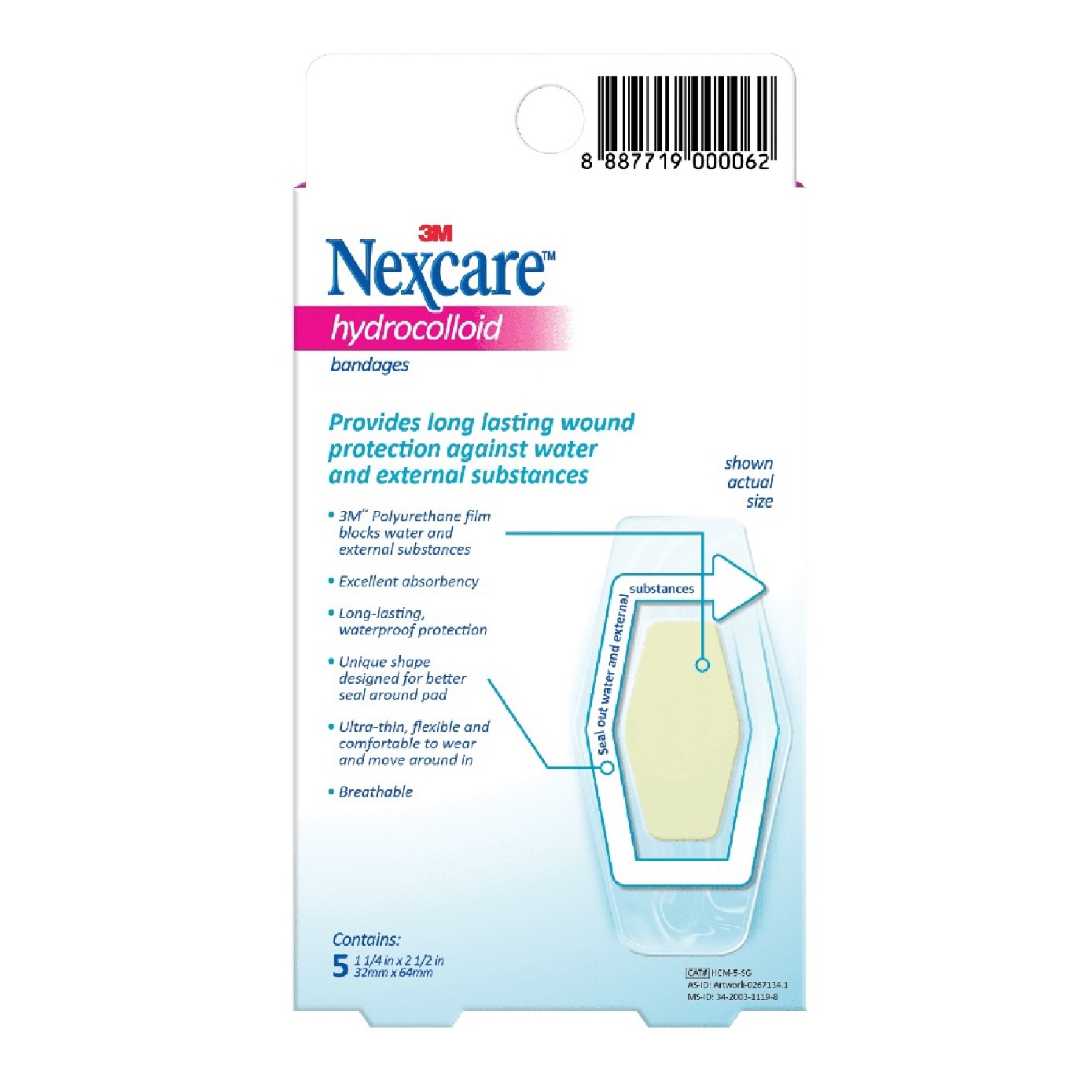 Hydrocolloid Bandage Regular 3.2cm x 6.4cm 5s image
