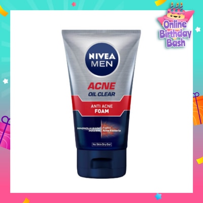 NIVEA Men Total Anti Acne Oil Control Foam 100g (Expiry: Oct`2025)