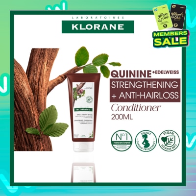 KLORANE Strengthening - Thinning Hair Loss Quinine & Organic Edelweiss Conditioner (To Strengthens Hair & Reduces Breakage) 200ml