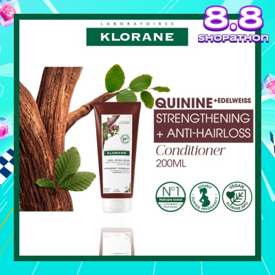 KLORANE Strengthening - Thinning Hair Loss Quinine & Organic Edelweiss Conditioner (To Strengthens Hair & Reduces Breakage) 200ml