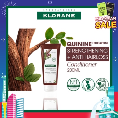 KLORANE Strengthening - Thinning Hair Loss Quinine & Organic Edelweiss Conditioner (To Strengthens Hair & Reduces Breakage) 200ml