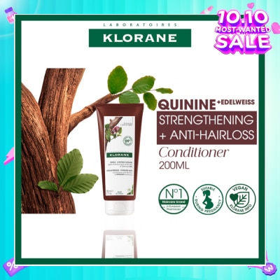 KLORANE Strengthening - Thinning Hair Loss Quinine & Organic Edelweiss Conditioner (To Strengthens Hair & Reduces Breakage) 200ml