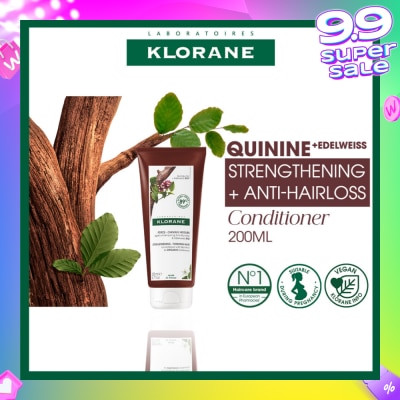 KLORANE Strengthening - Thinning Hair Loss Quinine & Organic Edelweiss Conditioner (To Strengthens Hair & Reduces Breakage) 200ml