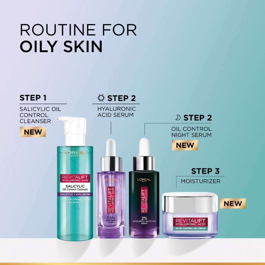 Hyaluronic Acid Oil Control Starter Kit (Cleanser + Serum + Gel Cream) 1s