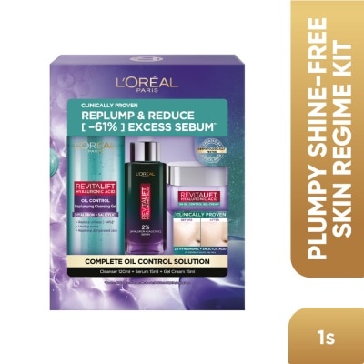 L'OREAL PARIS SKINCARE Hyaluronic Acid Oil Control Starter Kit (Cleanser + Serum + Gel Cream) 1s
