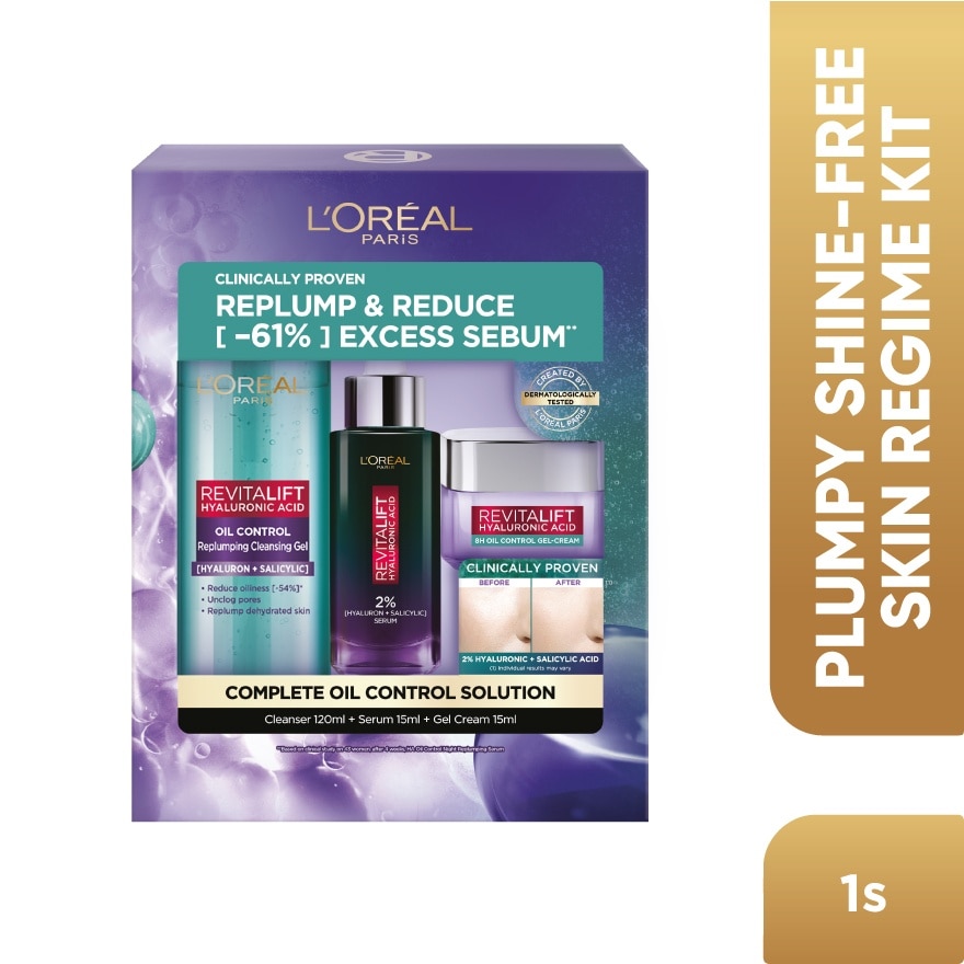 Hyaluronic Acid Oil Control Starter Kit (Cleanser + Serum + Gel Cream) 1s