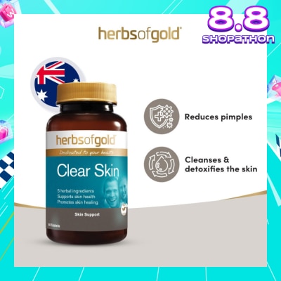 HERBS OF GOLD Clear Skin Support Tablet (to Reduces Pimples, Cleanses & Detoxifies The Skin) 90s