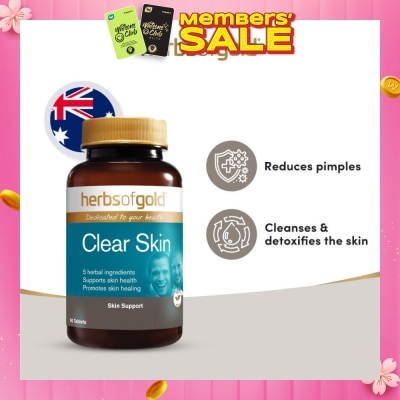 HERBS OF GOLD Clear Skin Support Tablet (to Reduces Pimples, Cleanses & Detoxifies The Skin) 90s