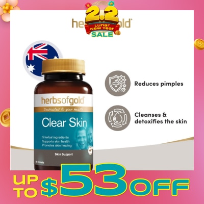 HERBS OF GOLD Clear Skin Support Tablet (to Reduces Pimples, Cleanses & Detoxifies The Skin) 90s