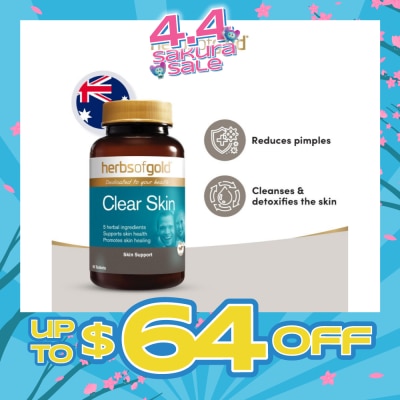 HERBS OF GOLD - Clear Skin Support Tablet (to Reduces Pimples, Cleanses & Detoxifies The Skin) 90s