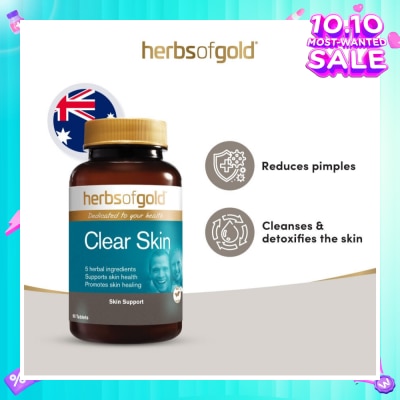 HERBS OF GOLD Clear Skin Support Tablet (to Reduces Pimples, Cleanses & Detoxifies The Skin) 90s