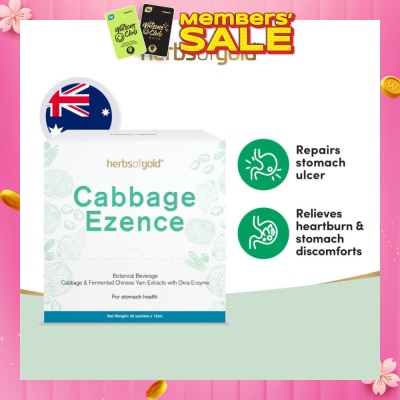 HERBS OF GOLD Cabbage Ezence For Stomach Health Sachet (Repairs Stomach Ulcer, Relieves Heartburn& Stomach Discomforts) 30s