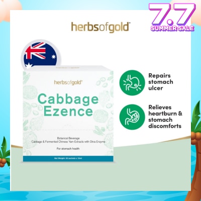 HERBS OF GOLD Cabbage Ezence For Stomach Health Sachet (Repairs Stomach Ulcer, Relieves Heartburn& Stomach Discomforts) 30s