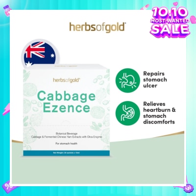 HERBS OF GOLD Cabbage Ezence For Stomach Health Sachet (Repairs Stomach Ulcer, Relieves Heartburn& Stomach Discomforts) 30s