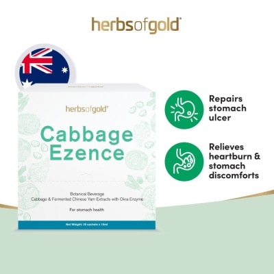 HERBS OF GOLD Cabbage Ezence For Stomach Health Sachet (Repairs Stomach Ulcer, Relieves Heartburn& Stomach Discomforts) 30s