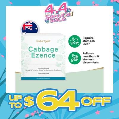HERBS OF GOLD - Cabbage Ezence For Stomach Health Sachet (Repairs Stomach Ulcer, Relieves Heartburn& Stomach Discomforts) 30s