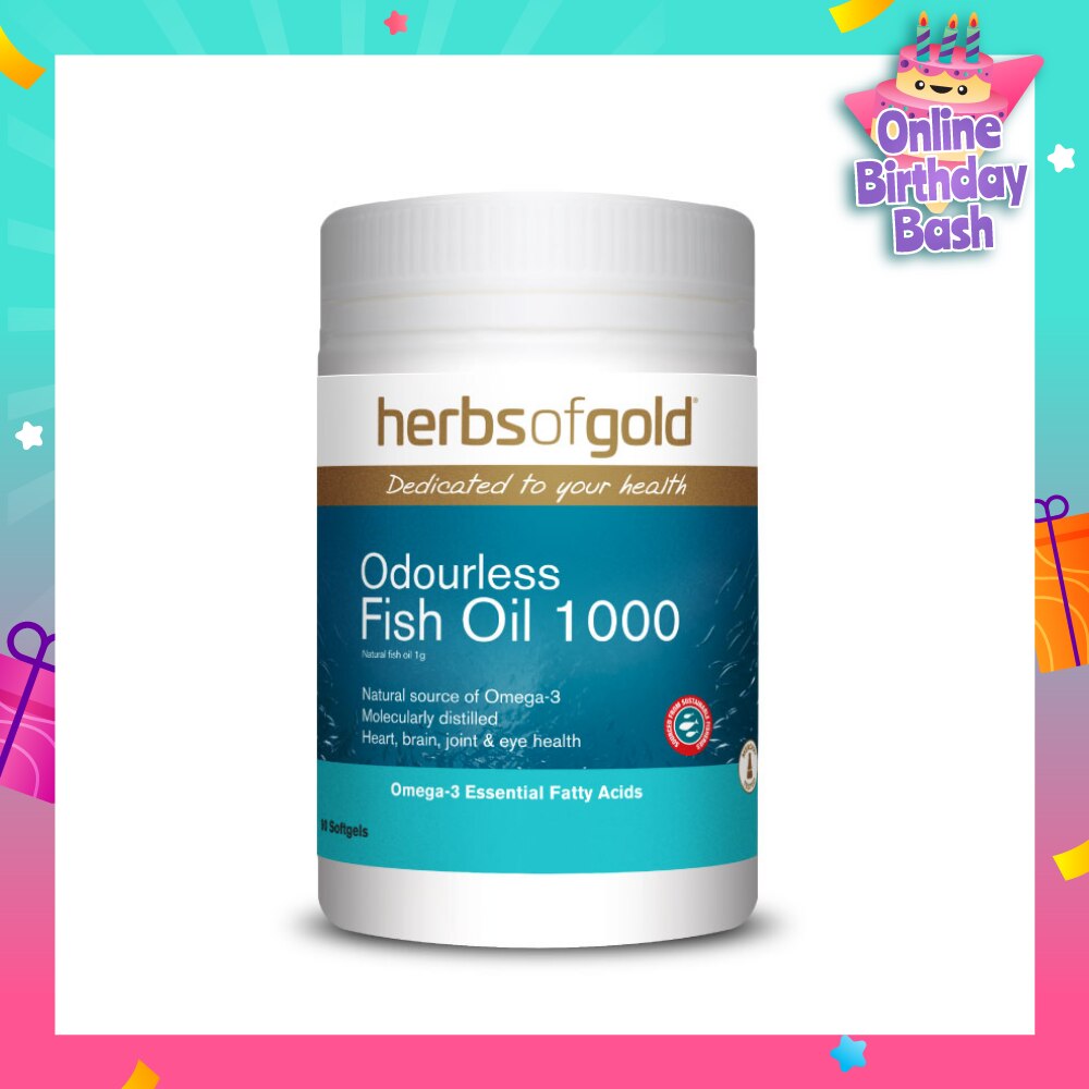 Odourless Omega-3 Fish Oil 1000mg Softgel (DHA & PHA For Heart, Brain, Joint & Eyes Health) 90s