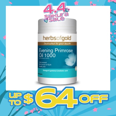 HERBS OF GOLD - Evening Primrose Oil 1000mg Softgel (For Hormonal Balance, PMS Relief, & Women's Health) 100s