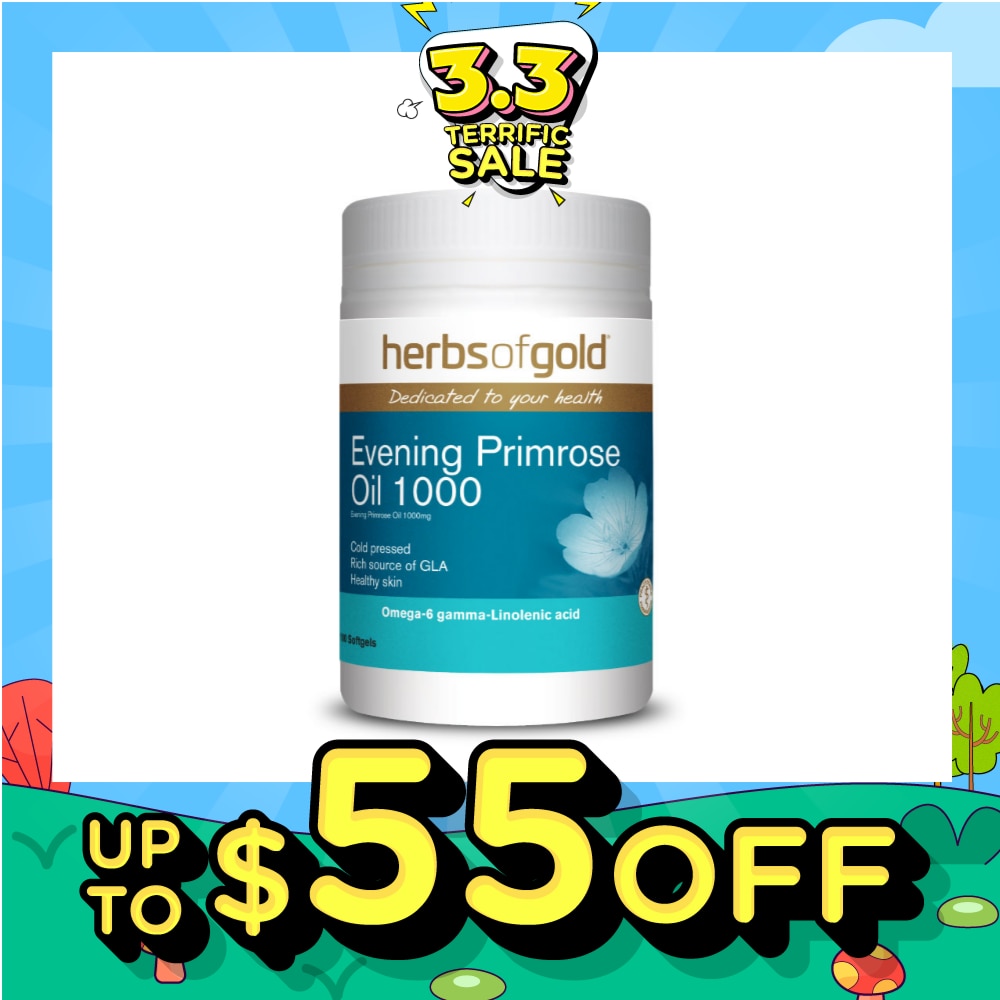 Evening Primrose Oil 1000mg Softgel (For Hormonal Balance, PMS Relief, & Women's Health) 100s