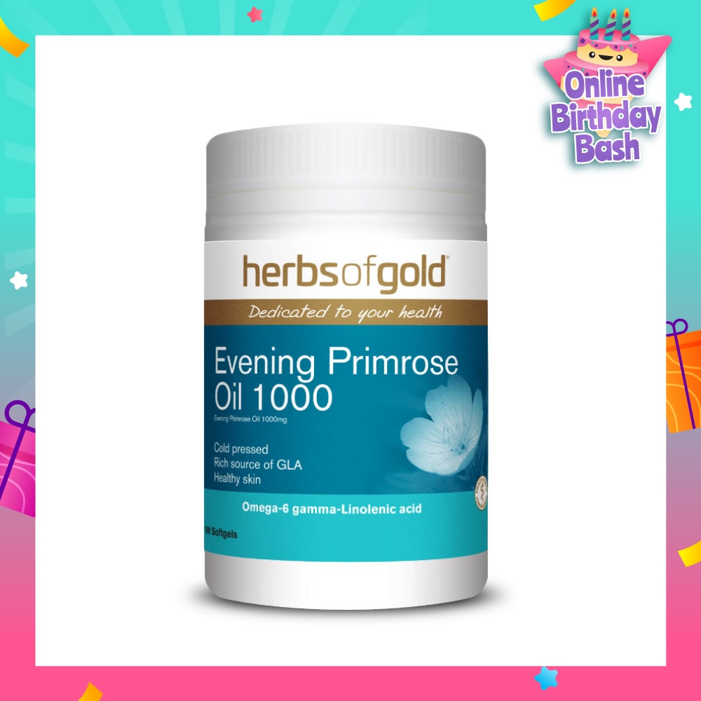 Evening Primrose Oil 1000mg Softgel (For Hormonal Balance, PMS Relief, & Women's Health) 100s