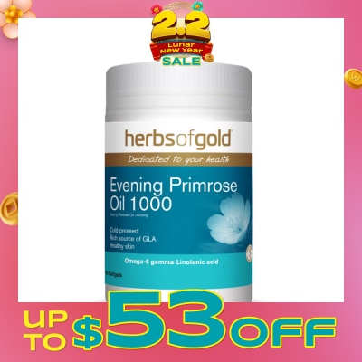 HERBS OF GOLD Evening Primrose Oil 1000mg Softgel (For Hormonal Balance, PMS Relief, & Women's Health) 100s