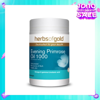 HERBS OF GOLD Evening Primrose Oil 1000mg Softgel (For Hormonal Balance, PMS Relief, & Women's Health) 100s