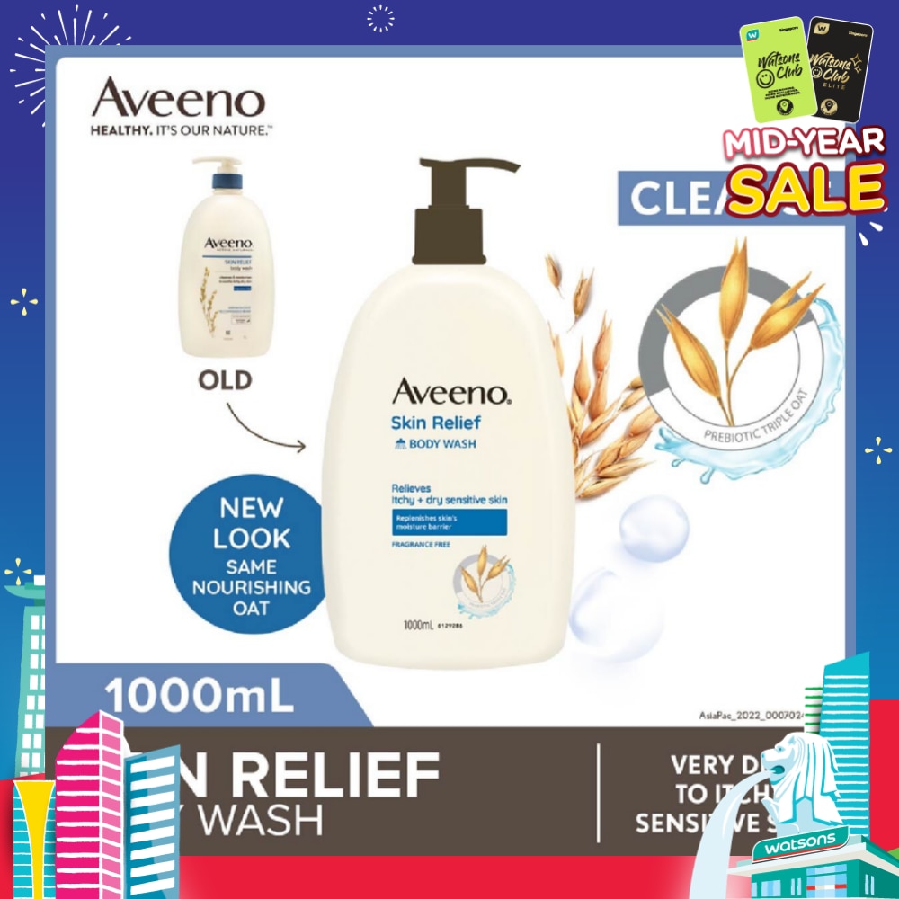 Skin Relief Moisturizing Body Wash Fragrance Free (Suitable For Very Dry To Itchy Skin And Gentle Enough For Sensitive Skin) 1L