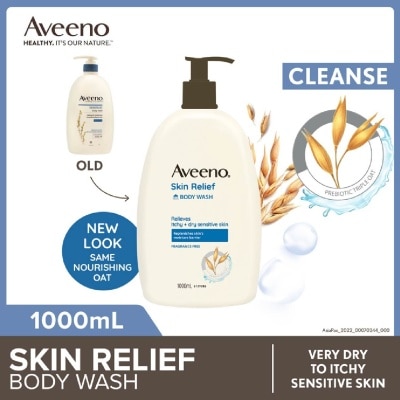 AVEENO Skin Relief Moisturizing Body Wash Fragrance Free (Suitable For Very Dry To Itchy Skin And Gentle Enough For Sensitive Skin) 1L