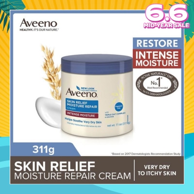 AVEENO Skin Relief Moisture Repair Cream Intense Moisture (Fragrance-Free & Steroid-Free Suitable For Very Dry To Itchy Skin And Gentle Enough For Sensitive Skin) 311g
