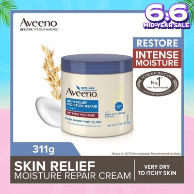 AVEENO Skin Relief Moisture Repair Cream Intense Moisture (Fragrance-Free & Steroid-Free Suitable For Very Dry To Itchy Skin And Gentle Enough For Sensitive Skin) 311g