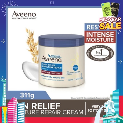 AVEENO Skin Relief Moisture Repair Cream Intense Moisture (Fragrance-Free & Steroid-Free Suitable For Very Dry To Itchy Skin And Gentle Enough For Sensitive Skin) 311g