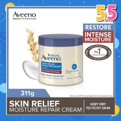 AVEENO Skin Relief Moisture Repair Cream Intense Moisture (Fragrance-Free & Steroid-Free Suitable For Very Dry To Itchy Skin And Gentle Enough For Sensitive Skin) 311g