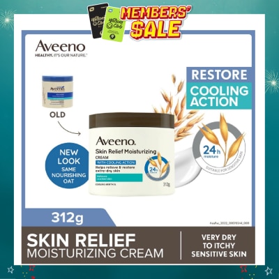 AVEENO - Skin Relief Moisturizing Cream With Cooling Action (Helps Soothe Night Time Itch & Steroid-Free Suitable For Very Dry To Itchy Skin And Gentle Enough For Sensitive Skin) 312g