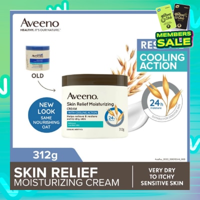 AVEENO Skin Relief Moisturizing Cream With Cooling Action (Helps Soothe Night Time Itch & Steroid-Free Suitable For Very Dry To Itchy Skin And Gentle Enough For Sensitive Skin) 312g