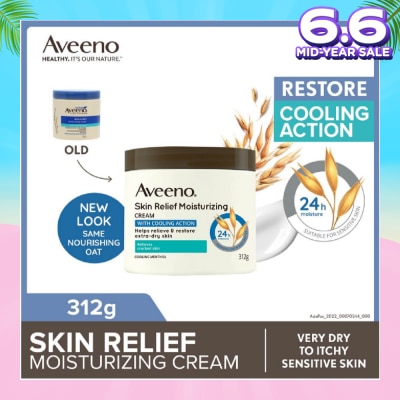AVEENO Skin Relief Moisturizing Cream With Cooling Action (Helps Soothe Night Time Itch & Steroid-Free Suitable For Very Dry To Itchy Skin And Gentle Enough For Sensitive Skin) 312g