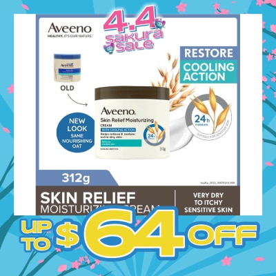 AVEENO - Skin Relief Moisturizing Cream With Cooling Action (Helps Soothe Night Time Itch & Steroid-Free Suitable For Very Dry To Itchy Skin And Gentle Enough For Sensitive Skin) 312g