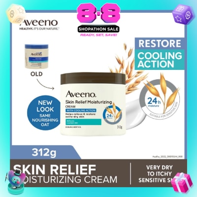 AVEENO - Skin Relief Moisturizing Cream With Cooling Action (Helps Soothe Night Time Itch & Steroid-Free Suitable For Very Dry To Itchy Skin And Gentle Enough For Sensitive Skin) 312g