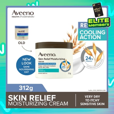 AVEENO Skin Relief Moisturizing Cream With Cooling Action (Helps Soothe Night Time Itch & Steroid-Free Suitable For Very Dry To Itchy Skin And Gentle Enough For Sensitive Skin) 312g