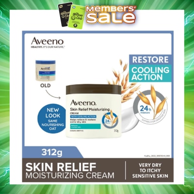AVEENO - Skin Relief Moisturizing Cream With Cooling Action (Helps Soothe Night Time Itch & Steroid-Free Suitable For Very Dry To Itchy Skin And Gentle Enough For Sensitive Skin) 312g