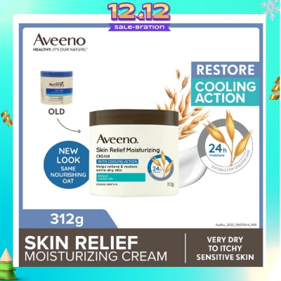 AVEENO Skin Relief Moisturizing Cream With Cooling Action (Helps Soothe Night Time Itch & Steroid-Free Suitable For Very Dry To Itchy Skin And Gentle Enough For Sensitive Skin) 312g