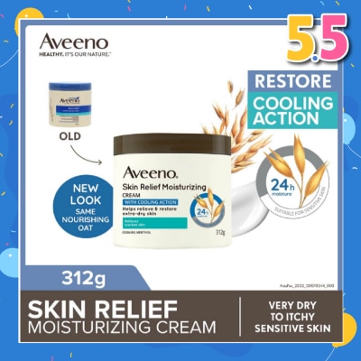 AVEENO Skin Relief Moisturizing Cream With Cooling Action (Helps Soothe Night Time Itch & Steroid-Free Suitable For Very Dry To Itchy Skin And Gentle Enough For Sensitive Skin) 312g