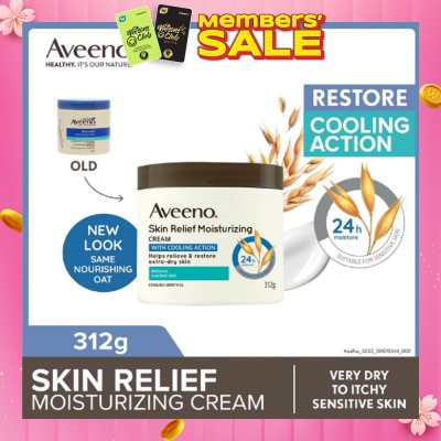 AVEENO Skin Relief Moisturizing Cream With Cooling Action (Helps Soothe Night Time Itch & Steroid-Free Suitable For Very Dry To Itchy Skin And Gentle Enough For Sensitive Skin) 312g