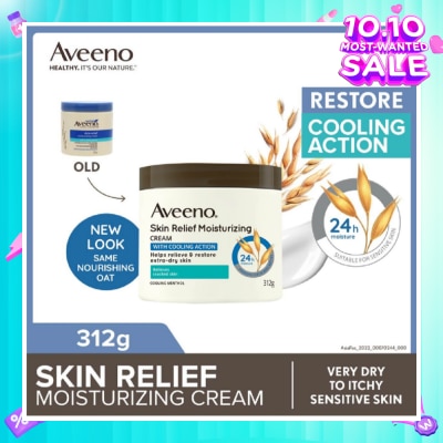 AVEENO Skin Relief Moisturizing Cream With Cooling Action (Helps Soothe Night Time Itch & Steroid-Free Suitable For Very Dry To Itchy Skin And Gentle Enough For Sensitive Skin) 312g